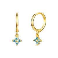 European And American Entry Lux French Style Sterling Silver Needle Ins Geometric Diamond-embedded Colorful Flower Earring Ear Clip Fashion Earrings For Women sku image 6