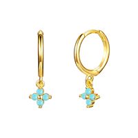 European And American Entry Lux French Style Sterling Silver Needle Ins Geometric Diamond-embedded Colorful Flower Earring Ear Clip Fashion Earrings For Women sku image 8
