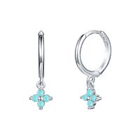 European And American Entry Lux French Style Sterling Silver Needle Ins Geometric Diamond-embedded Colorful Flower Earring Ear Clip Fashion Earrings For Women sku image 9