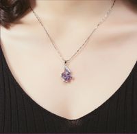 Korean Four-leaf Clover Amethyst Pendant Four-leaf Clover Diamond Necklace Clavicle Chain main image 4