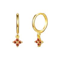 European And American Entry Lux French Style Sterling Silver Needle Ins Geometric Diamond-embedded Colorful Flower Earring Ear Clip Fashion Earrings For Women sku image 11