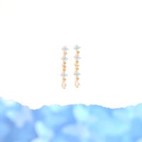 Fashion Blue Flower Long Earrings Female Copper Earrings sku image 1