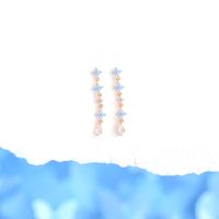 Fashion Blue Flower Long Earrings Female Copper Earrings sku image 5