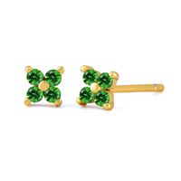 Fashion Micro-set Zircon Four-leaf Clover Flower Copper Earrings Wholesale sku image 5