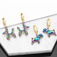 New Fashion Creative Colorful Balloon Dog Copper Earrings Wholesale main image 1