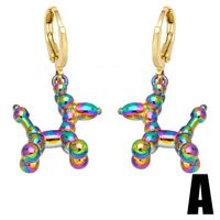 New Fashion Creative Colorful Balloon Dog Copper Earrings Wholesale sku image 1