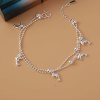 Simple Style Star Dolphin Heart Shape Brass Beaded Silver Plated Bracelets 1 Piece sku image 1