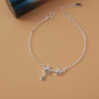 Simple Style Star Dolphin Heart Shape Brass Beaded Silver Plated Bracelets 1 Piece sku image 3