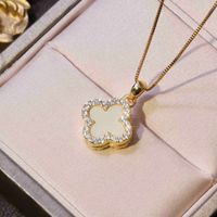 Fashion Four Leaf Clover Copper Plating Inlay Zircon Gold Plated Women's Pendant Necklace main image 1