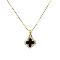 Fashion Four Leaf Clover Copper Plating Inlay Zircon Gold Plated Women's Pendant Necklace main image 6