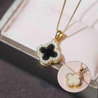 Fashion Four Leaf Clover Copper Plating Inlay Zircon Gold Plated Women's Pendant Necklace sku image 1
