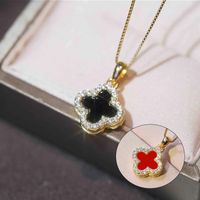 Fashion Four Leaf Clover Copper Plating Inlay Zircon Gold Plated Women's Pendant Necklace sku image 2