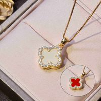 Fashion Four Leaf Clover Copper Plating Inlay Zircon Gold Plated Women's Pendant Necklace sku image 3