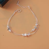 Simple Style Star Dolphin Heart Shape Brass Beaded Silver Plated Bracelets 1 Piece sku image 57
