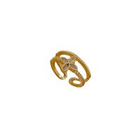 Fashion Four Leaf Clover Brass Zircon Open Ring In Bulk main image 6