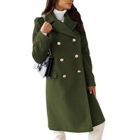 Femmes Mode Couleur Unie Patchwork Double Boutonnage Manteau Manteau En Laine main image 3