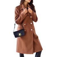 Women's Fashion Solid Color Patchwork Double Breasted Coat Woolen Coat main image 6