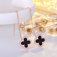 Elegant Four Leaf Clover Copper Gold Plated Earrings 1 Pair main image 1
