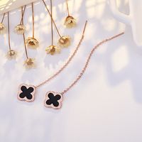 Elegant Four Leaf Clover Copper Gold Plated Earrings 1 Pair main image 3