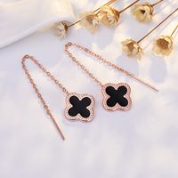 Elegant Four Leaf Clover Copper Gold Plated Earrings 1 Pair main image 4