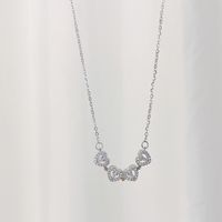 Fashion Four Leaf Clover Heart Shape Titanium Steel Rhinestone Necklace sku image 12