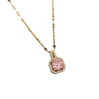 Simple Style Bear Heart Shape Crown Titanium Steel Copper Inlay Rhinestones Pendant Necklace main image 6