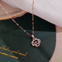 Simple Style Bear Heart Shape Crown Titanium Steel Copper Inlay Rhinestones Pendant Necklace sku image 7