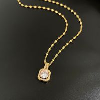 Simple Style Bear Heart Shape Crown Titanium Steel Copper Inlay Rhinestones Pendant Necklace sku image 82