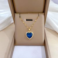 Simple Style Bear Heart Shape Crown Titanium Steel Copper Inlay Rhinestones Pendant Necklace sku image 58