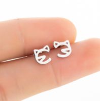 1 Pair Cute Cat Plating 304 Stainless Steel 18K Gold Plated Ear Studs main image 3