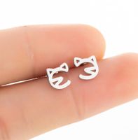 1 Pair Cute Cat Stainless Steel Plating Ear Studs main image 3