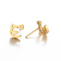 1 Pair Cute Cat Plating 304 Stainless Steel 18K Gold Plated Ear Studs main image 4