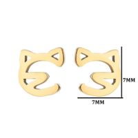 1 Pair Cute Cat Plating 304 Stainless Steel 18K Gold Plated Ear Studs main image 6