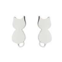 1 Pair Cute Cat Stainless Steel Plating Ear Studs sku image 2