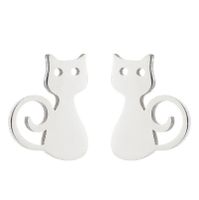 1 Pair Cute Cat Stainless Steel Plating Ear Studs sku image 3