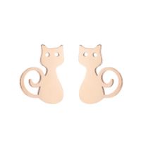 1 Pair Cute Cat Stainless Steel Plating Ear Studs sku image 17