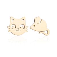 1 Pair Cute Cat Plating 304 Stainless Steel 18K Gold Plated Ear Studs sku image 25