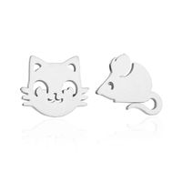 1 Pair Cute Cat Stainless Steel Plating Ear Studs sku image 6