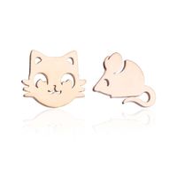 1 Pair Cute Cat Plating 304 Stainless Steel 18K Gold Plated Ear Studs sku image 26