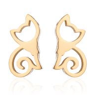 1 Pair Cute Cat Plating 304 Stainless Steel 18K Gold Plated Ear Studs sku image 31