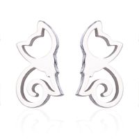 1 Pair Cute Cat Stainless Steel Plating Ear Studs sku image 8