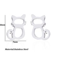 1 Pair Cute Cat Stainless Steel Plating Ear Studs sku image 9