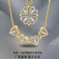 Fashion Heart Shape Titanium Steel Rhinestones Pendant Necklace main image 2