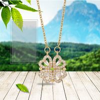 Fashion Heart Shape Titanium Steel Rhinestones Pendant Necklace main image 3