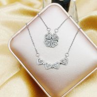 Fashion Heart Shape Titanium Steel Rhinestones Pendant Necklace main image 4