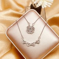 Fashion Heart Shape Titanium Steel Rhinestones Pendant Necklace sku image 3