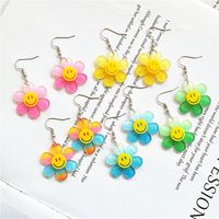 Wholesale Jewelry 1 Pair Cute Smiley Face Flower Arylic Drop Earrings main image 1