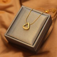 Fashion Heart Shape Butterfly Titanium Steel Plating Inlay Artificial Diamond Pendant Necklace 1 Piece sku image 4