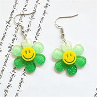 Wholesale Jewelry 1 Pair Cute Smiley Face Flower Arylic Drop Earrings main image 4