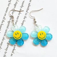 Wholesale Jewelry 1 Pair Cute Smiley Face Flower Arylic Drop Earrings main image 5